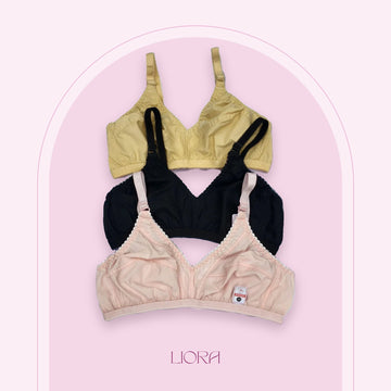 Non-Padded Cotton Bras for Daily Wear - Pack of 3 - Liora